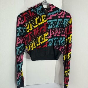 PINK Victoria’s Secret Cropped Hoodie Multicolor Logo XS
